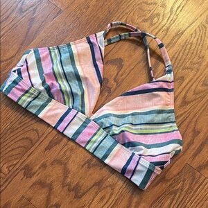 Title Nine Striped Multicolor Bikini Top